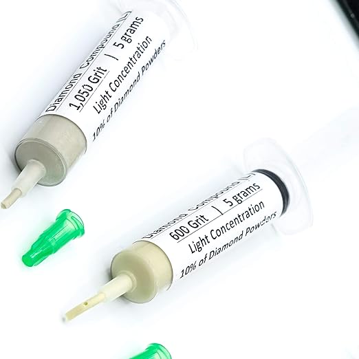 TechDiamondTools Kit of 3 Diamond Lapping Paste Polishing Compound USA Made 600 1050 1500 Grit Lapping Compound for Rock Glass Metal Jewelry Resin Marble with 10% of Diamond Powder