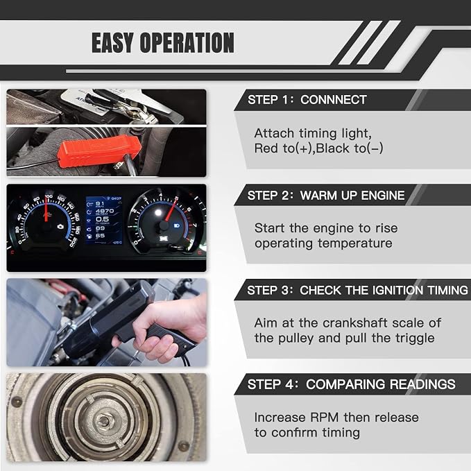 TL-122 Advance Timing Light, 12V Automotive Ignition Timing Tool with Xenon Light, Overload Protection