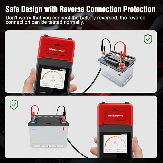 Car Battery Tester with Printer 100-2000 CCA 6V 12V 24V ELMCONFIG BM800 Battery Load Tester with Car Cranking and Charging System Analyzer Scan Tool for Cars, Trucks & Motorcycles (3PCS Thermal Paper)