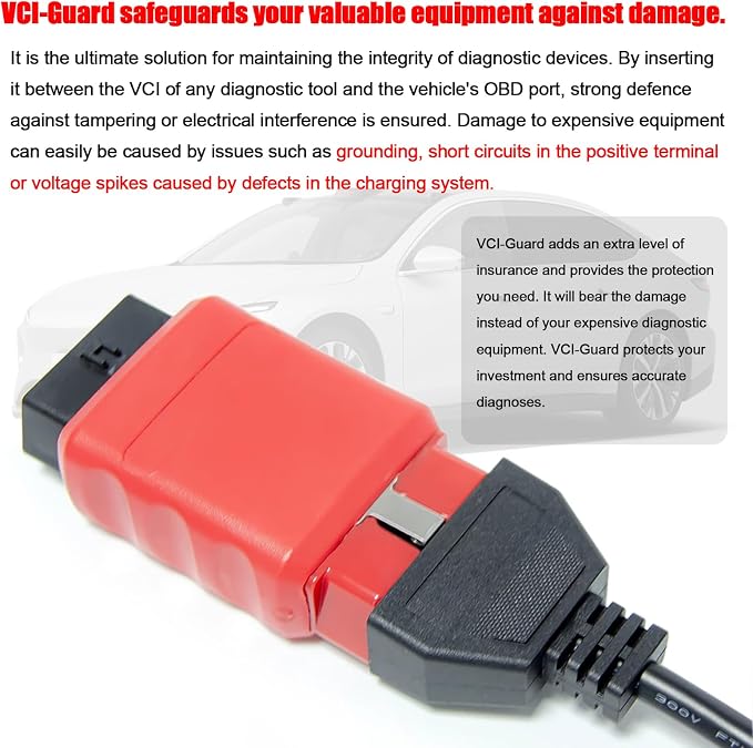 OBD Tool Protector,VCI-Guard OBD Pin/Port Protector for Physical and Electrically Protection,OBD2 16 Pin Male to Female Short-Circuit Protection Fits for OBD Diagnostic Scanner Tools/Code Reader