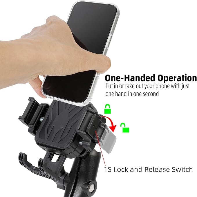 Heavy Duty Phone Mount Holder with Vibration Dampener for Boat Truck Car [Camera Friendly] [1s Lock & Release] [Aluminum Screw-Mounted AMPS Diamond Base & Medium Arm], Fits 4.7-7.2" Cell Phones