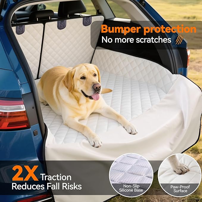Heavy-Duty Leather SUV Cargo Liner for Fold Down Split Seats, Armrest Pass-Through Compatible, Pet-Friendly, Ideal for Dogs