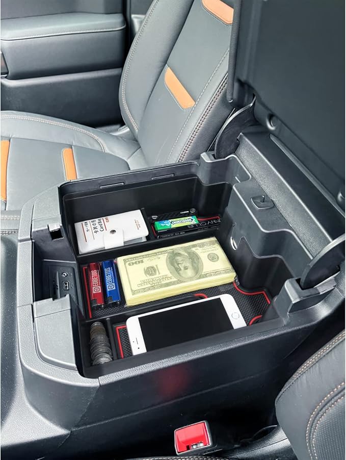 Center Console Coin Tray and Full Center Console Organizer for 2019-2022 Chevy Silverado 1500 & GMC Sierra 1500/2020-2023 Silverado/Sierra 2500HD 3500HD Accessories,Full Console Bucket Seats Only