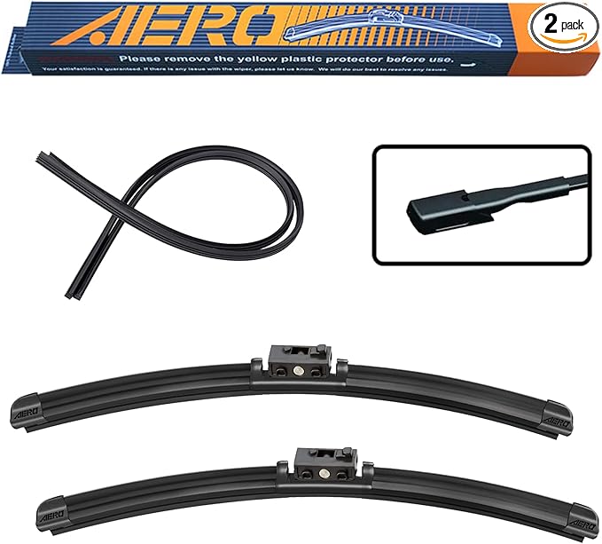AERO Avenger 26"+19" Premium All-Season Windshield Wiper Blades with Extra Rubber Refills OEM Replacement for Mercedes-Benz B250e 2017-2014 (Set of 2)
