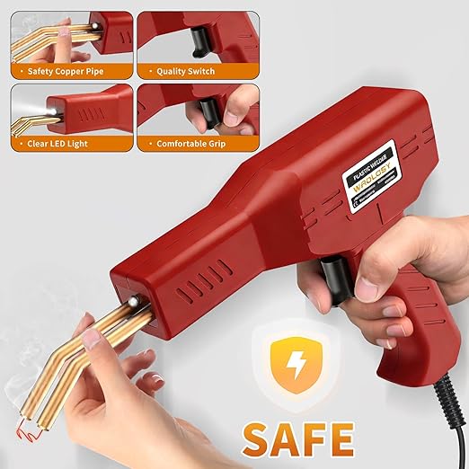 Plastic Welder, 1200PCS Staples, Plastic Welding Kit, Must Have for DIYers, Instant On/Off, Welder Kit, Bumper Repair, Portable Toolbox (Red)