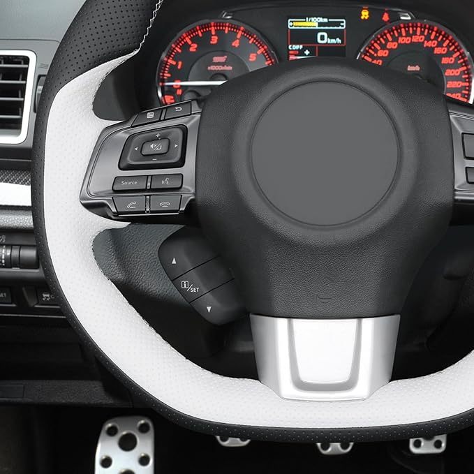 MEWANT Hand Stitch Steering Wheel Cover Wrap for Subaru WRX 2015-2021 / WRX STI 2015-2021 Steering Wheel Accessories for Subaru WRX