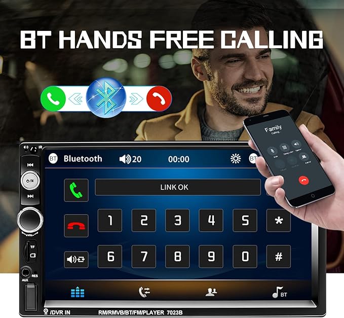 Camecho Car Stereo 2 Din Car Radio 7" MP5 Player with HD Touch Screen Digital Display Bluetooth Multimedia Support USB SD FM Aux-in Double Din Autoradio Mobile Phone Mirror Link with Backup Camera