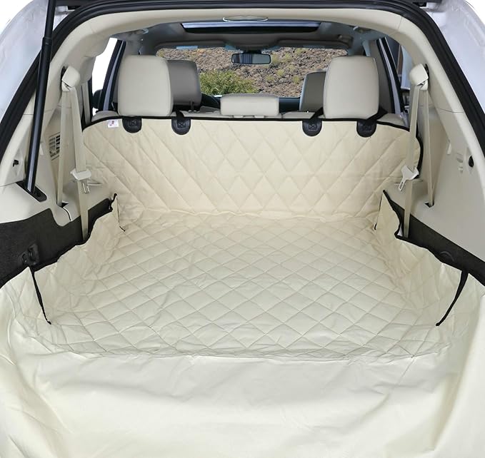 4Knines SUV Cargo Liner for Dogs – Dog Trunk Cover – Heavy-Duty, Waterproof Pet Seat Protector – Durable Cargo Liners for Dogs – USA-Based Company - Extra Large (Tan)