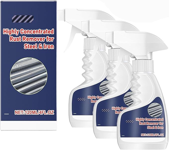 Highly Concentrated Steel Rust Remover, 2026 Upgraded Multipurpose Rust Remover Spray for Metal, Powerful Stainless Steel RustRemover, for Tools, Stainless Steel, Automotive Parts (3pcs)