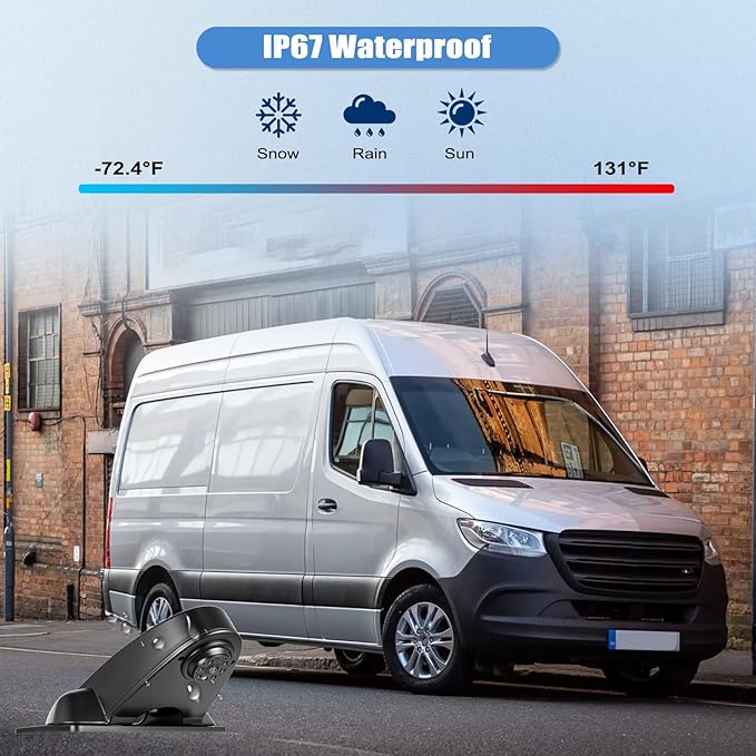 Camecho Top Rear Dual Backup Camera Rear View Compatible for Mercedes Benz Sprinter 2010-2019 Van Truck AHD IR Night Vision Waterproof Roof Mount Reversing Brake Light Parking Assist Replaces