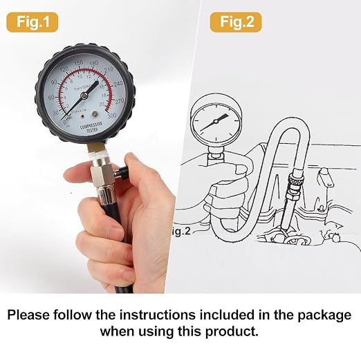 Deluxe Compression Test kit, Compression Tester Gasoline Engines | Model 2506, for 10-18mm Spark Plugs, Comprehensive Set with Dual Scale Gauge and Robust Storage Caseblack