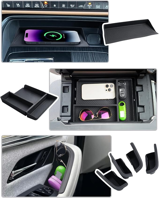 CDEFG Upgraded for 2024 2025 2026 Mazda CX-90 CX-70 Center Console Organizer, 2024 2025 2026 Mazda CX90 CX70 Middle Console Armrest Storage Box CX-90 CX70 Accessories (6PCS)
