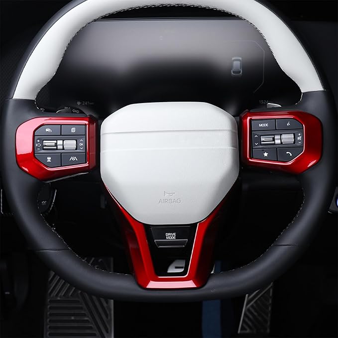 Car Steering Wheel Covers Steering Wheel Button Panel, Protection Frame Molding Trim, Steering Wheel Cover for KIA K4 GT 2024-2026 Accessories (Red)