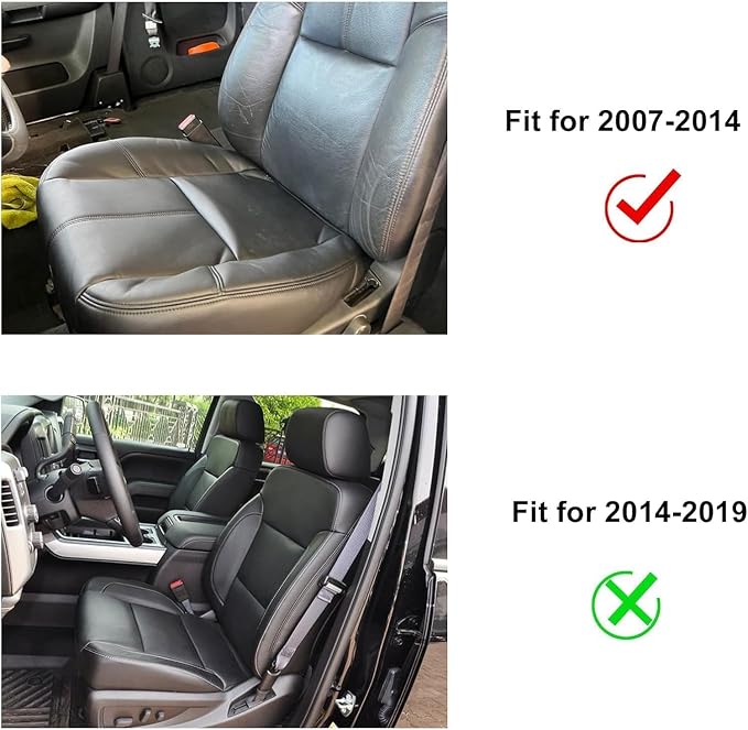Priprilod Black Driver and Passenger Side Bottom & Top Lean Back Replacement Seat Cover Fit for Chevy Silverado Tahoe Suburban Avalanche GMC Sierra Yukon XL 2007 2008 2009 2010 2011 2012 2013 2014