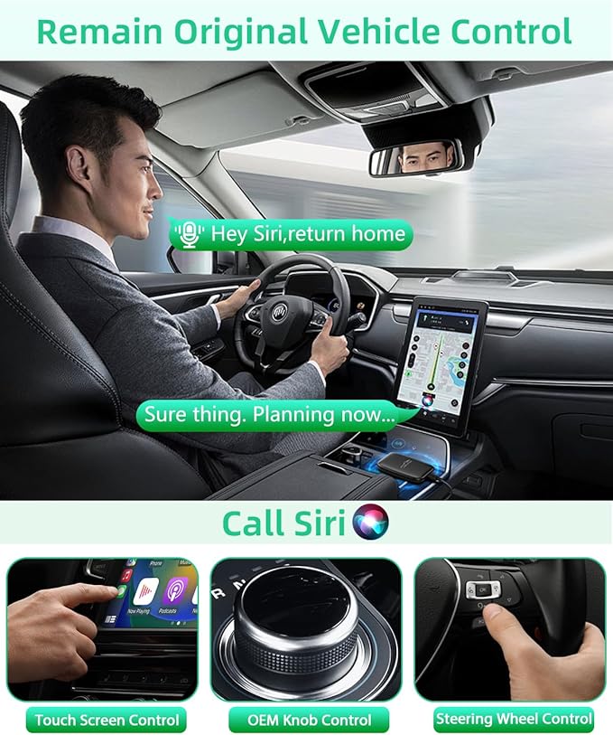 2025 New 4-in-1 Wireless CarPlay Adapter Support Netflix/YouTube/TF, Android Auto & Carplay Adapter with USB-A and USB-C Cables,Convert Wired to Wireless Apple Dongle, Video Box Car Play for iOS 10+