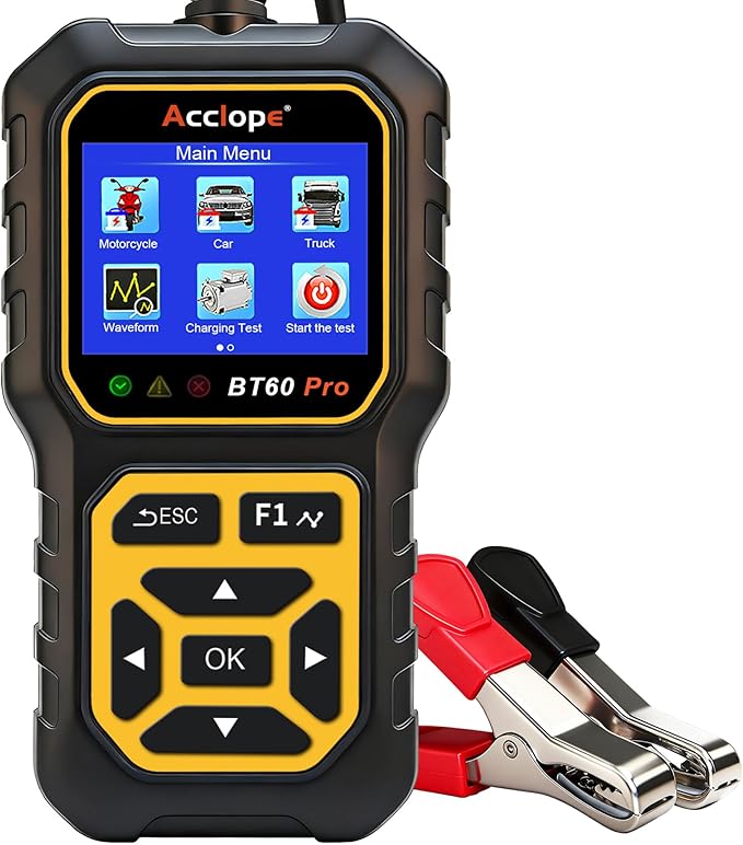 BT60 PRO Car Battery Tester 6V/12V/24V, 2–120Ah, 100–3000 CCA, AGM/Gel/Lithium, Alternator & Starter/Charging System Analyzer, QR Cloud Report (No App), Digital Analyzer