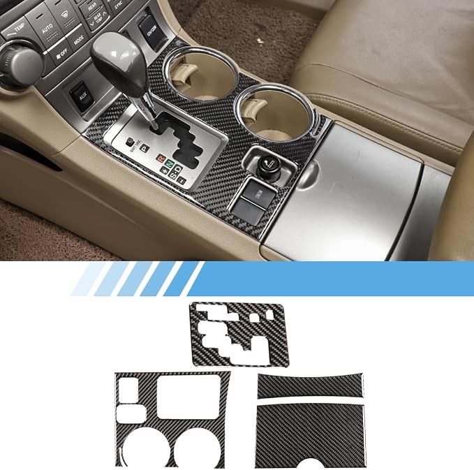 Soft Carbon Fiber Car Center Console Gear Shift Panel Decorative Stickers,for Toyota Highlander 2009-2013,4PCS (Black)
