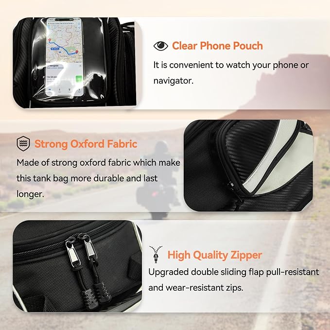 Dracarys Motorcycle Tank Bag Oxford Saddle Black Motorbike Bag - Strong Magnetic Bag for Honda Yamaha Suzuki Kawasaki Harley