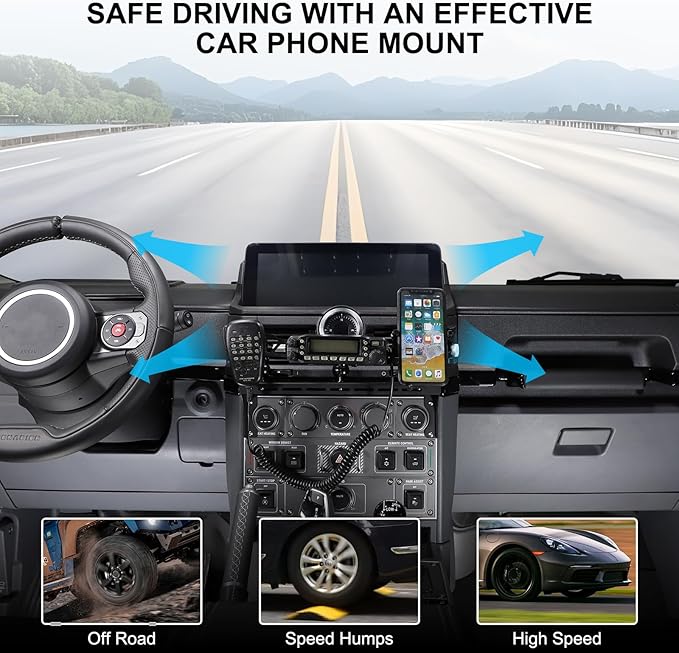 Compatible with INEOS Grenadier 2020-2024 Car Phone Mount and Walkie Talkie Mount Stand Set, Centre Console Multifunctional Track Mobile Phone Holder Expansion Platform (Set)