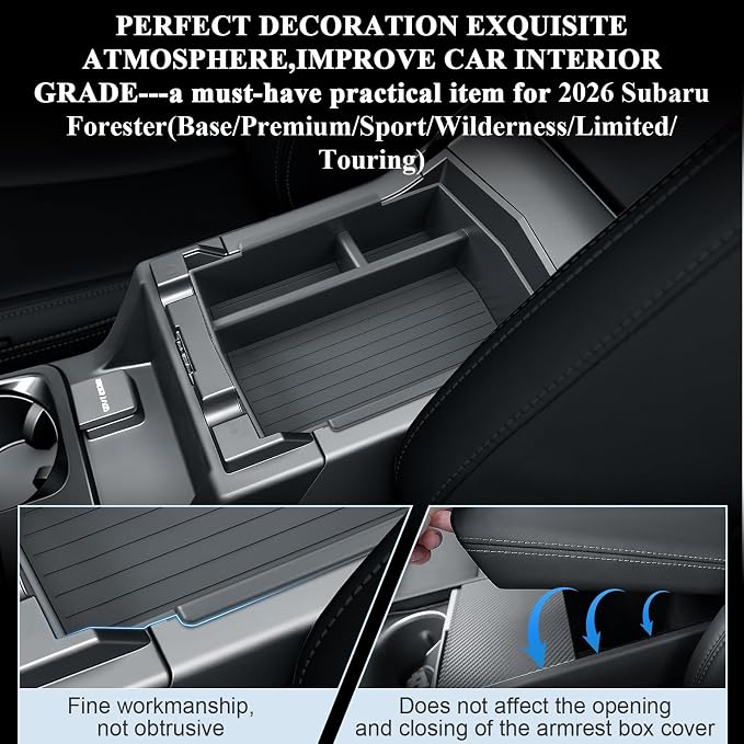 BIBIBO 2026 Forester Center Console Organizer for 2026 Subaru Forester Base/Premium/Sport/Limited/Touring Console Tray 2026 Subaru Forester Insert Glove Pallet Organizer Tray(Not for 2025 Forester)