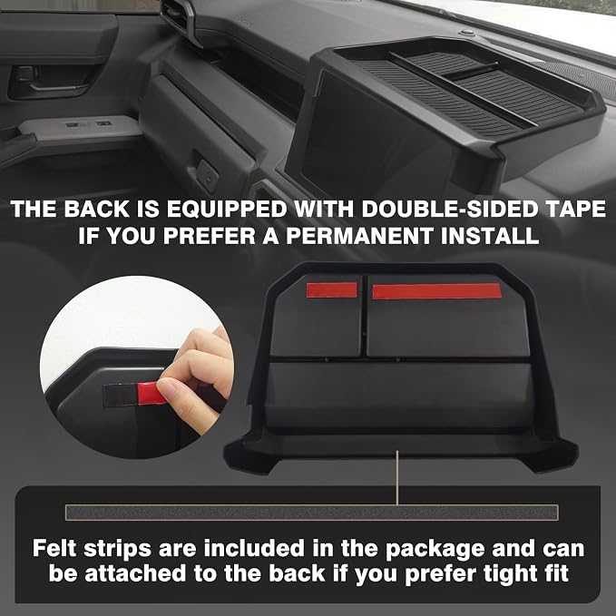 Muslogy Dashboard Storage Box & Center Console Organizer Compatible with 2024 Tacoma Accessories 8-inch Screen & Middle Console Storage Box ABS Material with Anti-Slip Mats