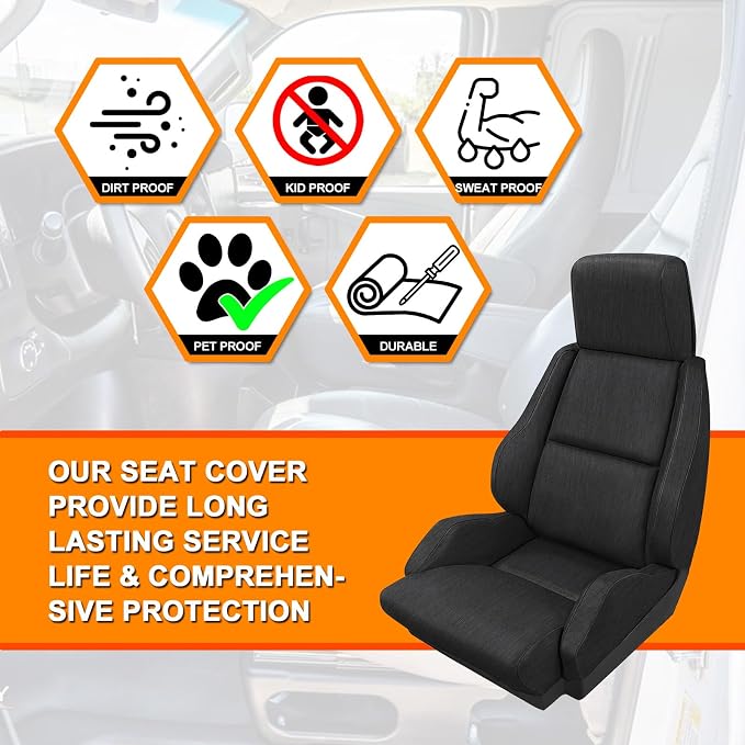 Front Seat Covers Compatible with 1984-1993 Chevy Corvette C4 Sport, Heavy Duty Cationic Linen Fabric Seat Protector