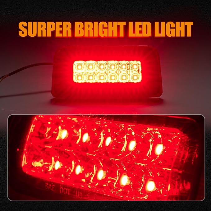 Third 3rd Brake Light LED for 1994-2003 Chevy S10/GMC Sonoma Standard/Regular/Crew Cab, High Mount Rear Brake Lights Assembly, Waterproof Center Cab Lamp Stop Light (Not for Extended Cab)