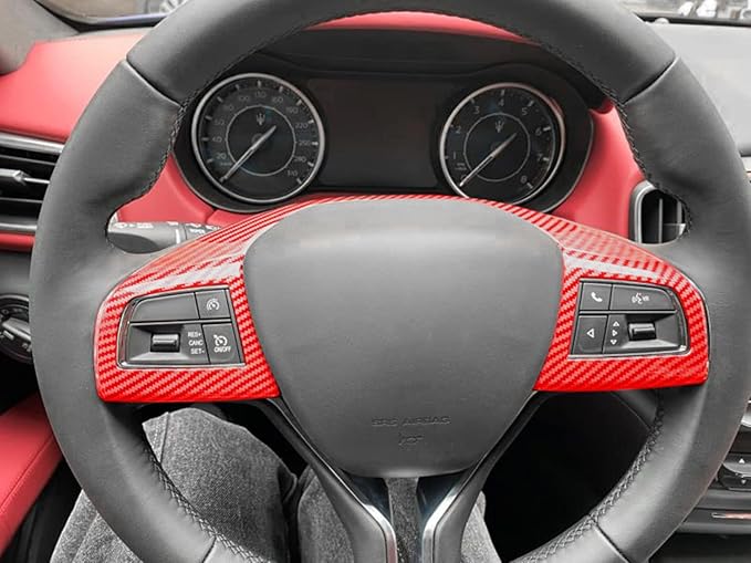 YOCTM ABS Black Carbon Fiber Look Cover Trim Decorative Strip for Maserati Levante 2016 2017 2018 2019 2020 Ghibli 2014 2015 2016 2017 2018 2019 2020 (Red Carbon Fiber Look)