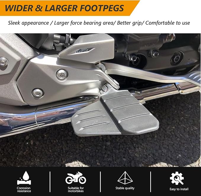 Front Footpeg Footboard for Goldwing Gl 1800 GL1800 Tour DCT 2018-2026, Motorcycle Rider Wide Footrest Highway Foot Peg Pedal