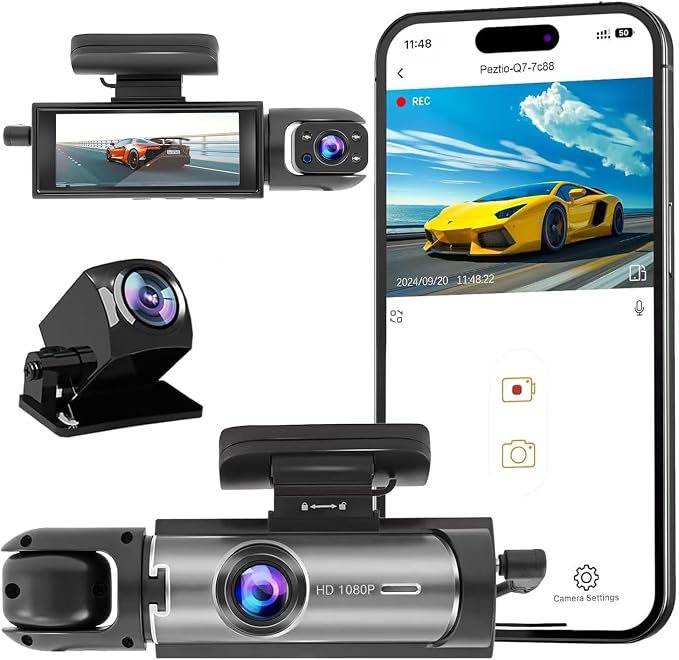 Dashcam Front and Inside,Car Camera Dash Cam for Cars,Driving Recorder with IR Night Vision,Loop Recording,Wide Angle Lens,3.16 Inch IPS Screen,Parking Mode (Green) | Loop Recording,Wide Angle Lens,3.16 Inch IPS Screen,24 hours Parking Mode,easy Install