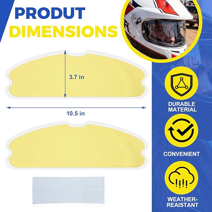 Kingdder 2 Pcs Universal Motorcycle Helmet Anti Fog Film, Anti Fog for Motorcycle Helmet Shield Visor Clear Lens Insert Fogging Resistant for Riding Winter Cold Weather Cloudy Rainy Days, 3.7" x 10.5"