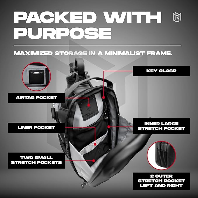 Magnetic Bottle Bag Sling Bag for Men and Women | Gym Bag for Gym, Travel, Work, and Sports | Keep Your Items off the Dirty Gym Floor With Magnetic Attachment (Black Camo)