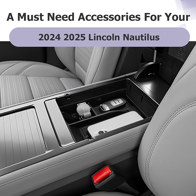 LUWU Lincoln Nautilus Center Console Organizer Compatible with 2024 2025 2026 Lincoln Nautilus Premiere/Reserve/Black Label Accessories Armrest Console Organizer Armrest Insert Tray 2026 Lincoln Black