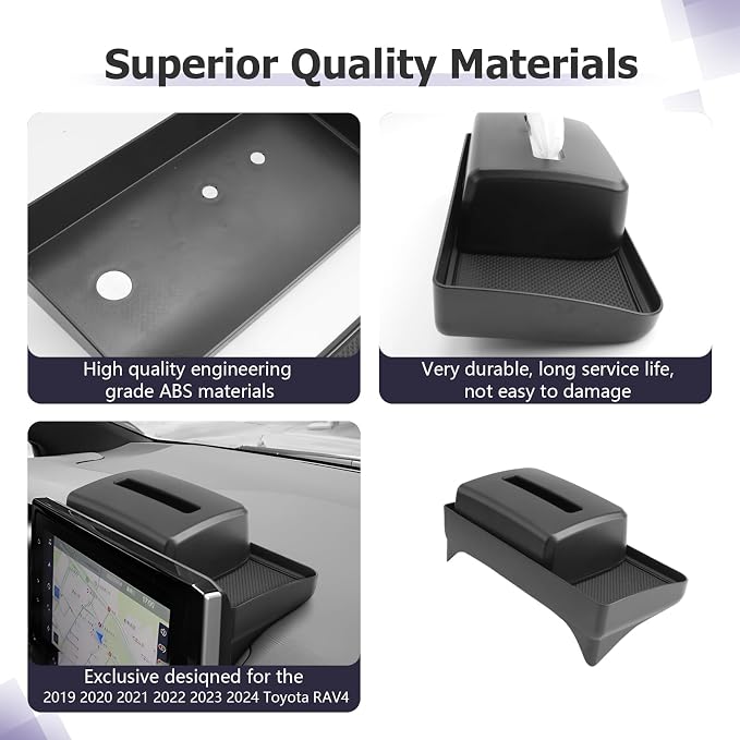 LUWU 2024 RAV 4 Dashboard Storage Tray Compatible with 2019-2022 2023 2024 2025 Toyota RAV 4 Accessories Center Console Display Box Hidden Tray Silicone Organizer Tray w/Tissue Box Behind Screen