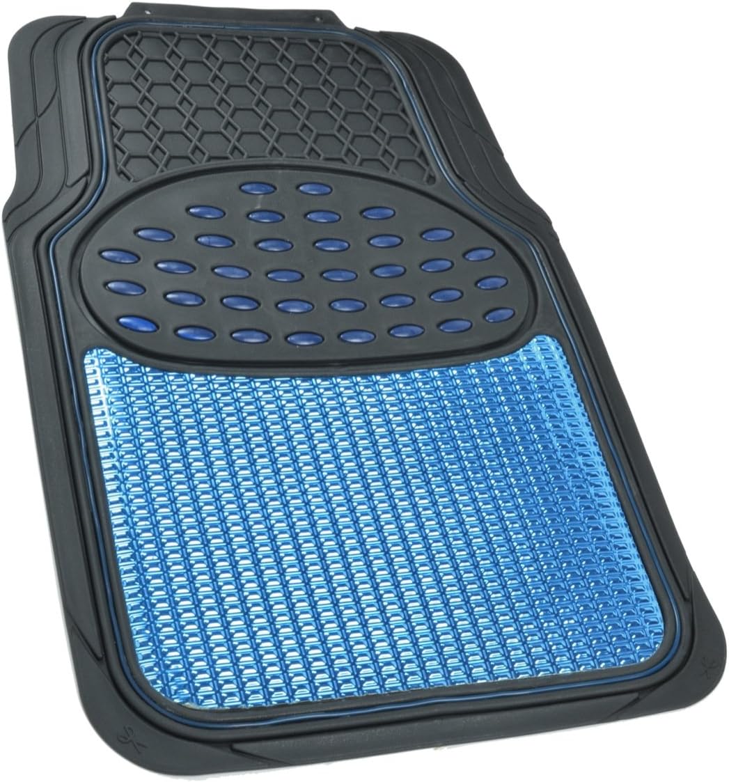 Blue All Weather Heavy Duty Universal Fit Car Floor Mats Interior Liners for Auto Van Truck SUV, Heavy Duty All Weather Protection