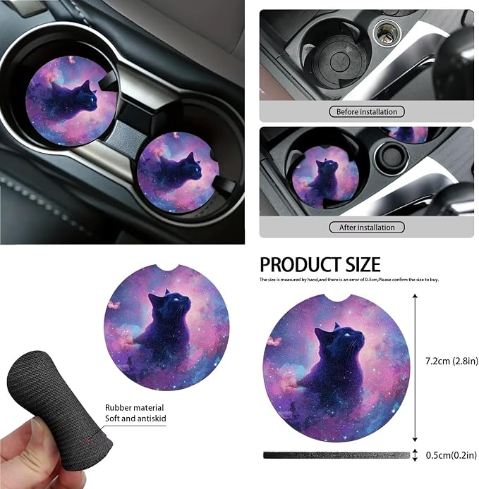 Star Cat Print Car Interior Cover Full Set of 15 for Women High Back Bucket Seat Covers for Car Front and Rear Seats with Accessories for Truck Sedan SUV, Easy to Install