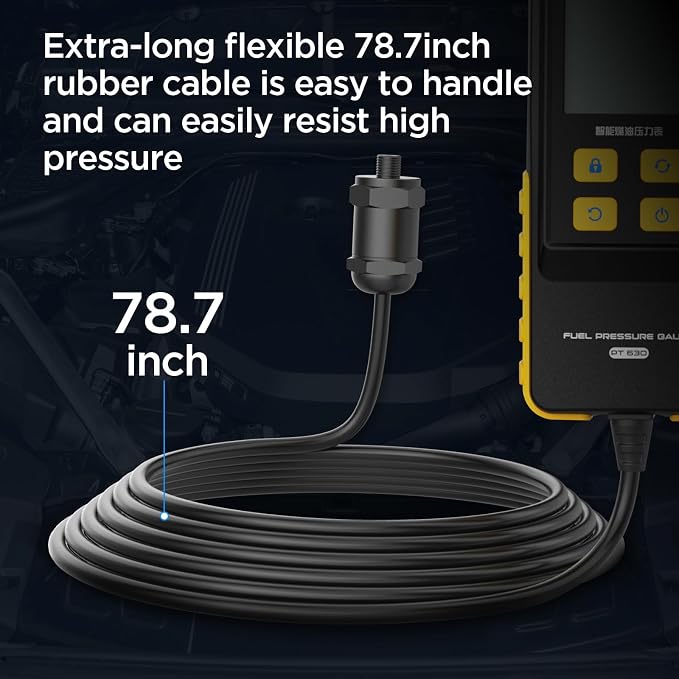 AUTOOL Fuel Pressure Gauge Digital Fuel Pressure Tester Kit 0-426PSI 0~29bar for Petrol Engine Fuel Pressure Test, Automotive Fuel Pressure Tester with Hoses Adapters PT630