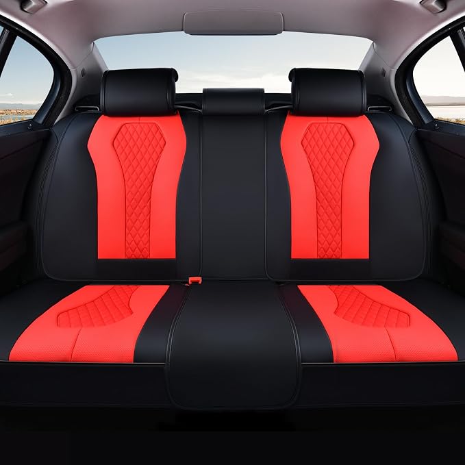 Coverado Car Seat Covers, Back Car Seat Cover, 3-Pieces Leather Seat Cover, Luxury Car Seat Cushion, Luxury Seat Cover Seat Protector Universal Most Cars Trucks SUV