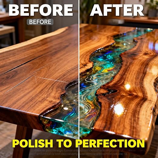 Epoxy Resin Polishing Kit | 3-in-1 Grinding Fluid | Scratch Removal & High Gloss Finish for Tables, Countertops & DIY Projects