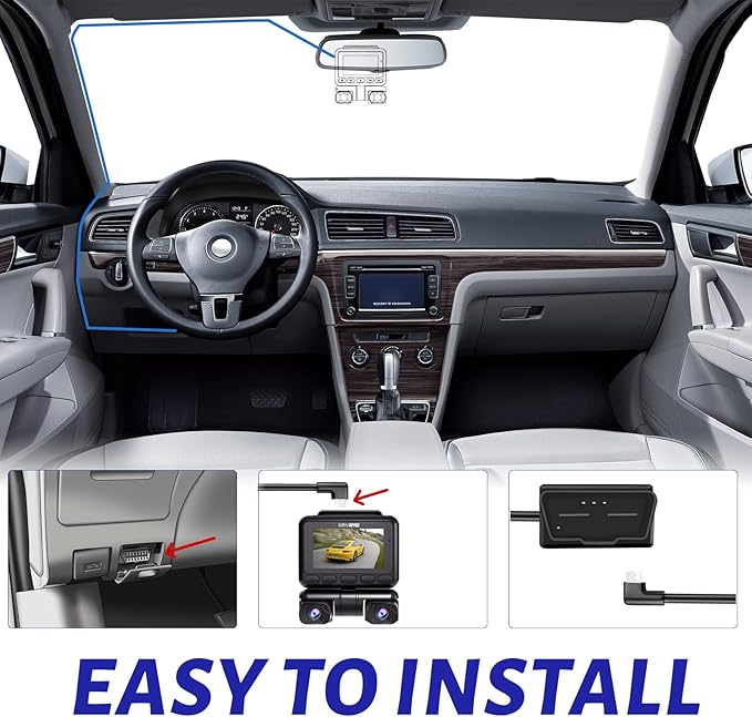 Dash Cam Hardwire Kit, USB Type C Hardwire Kit with OBD Power Cable for Dashcam 12-24V to 5V/3A with Low Voltage Protection 24h Parking Surveillance