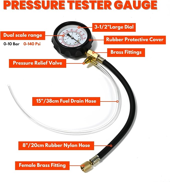 NP Diesel Fuel Pressure Gauge Kit Petrol Fuel Pressure Tester Fuel Injection Pump Diagnostic Tool