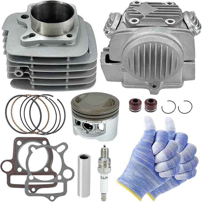 Motorcycle Cylinder Head Assembly Kit+Piston Ring Gasket Kit for 56mm Bore YX140cc YX150cc 1P56YMJ 1P56FMJ 1P56FMJ-5 Horizontal Engine