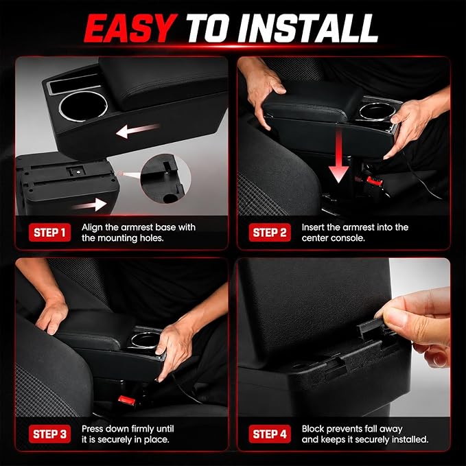 Car Armrest Box Compatible with Honda Fit Jazz Hatchback 2009-2013 Accessories Storage Center Console Double Layer Armrest Organizer Box with Cup Holder Black Stitching