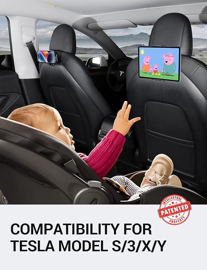 BASENOR Tesla Model 3 Model Y Center Console Table Tray and Tesla Model Y Model 3 Model S Model X LR/Plaid Tablet Holder
