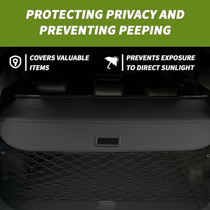 Retractable Cargo Cover for Tucson 2026 2025 2024 2023 2022 - Carbon Fiber Texture Trunk Cover, Car Accessories, Anti-Peeping Luggage Privacy Shield for Tucson Trunk Cover
