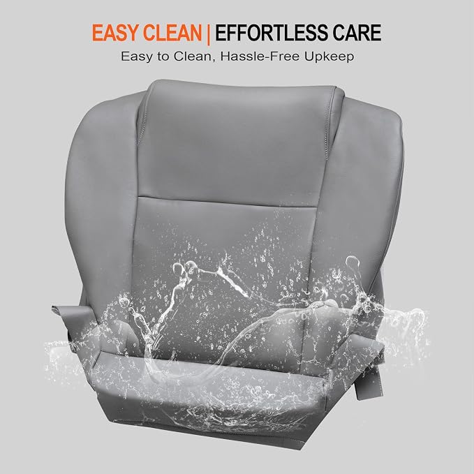 GXARTS Driver and Passenger Side Bottom & Top Lean Back Replacement Leather Seat Cover Gray Compatible with Toyota Tundra Work Truck 2007 2008 2009 2009 2010 2011 2012 2013