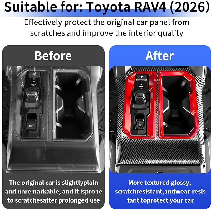Car Center Console Gear Shift Panel Trim Cover for Toyota RAV4 2026 [Only for Limited] Auto Interior Decorations Accessories Central Control Protection Frame Carbon Fiber Style Kit