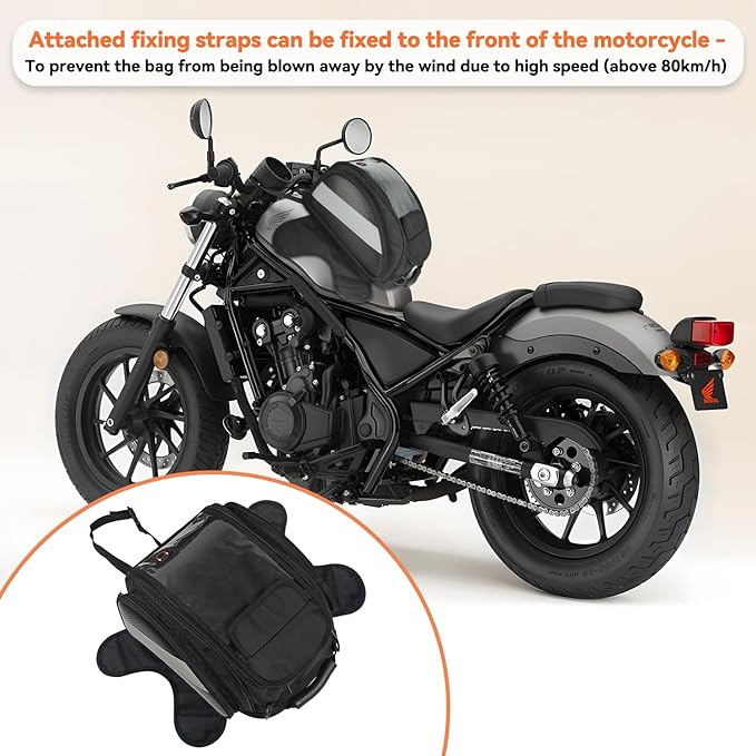 Dracarys Motorcycle Tank Bag - Oxford Saddle Black Motorbike Bag - Strong Magnetic Bag for Honda Yamaha Suzuki Kawasaki Harley
