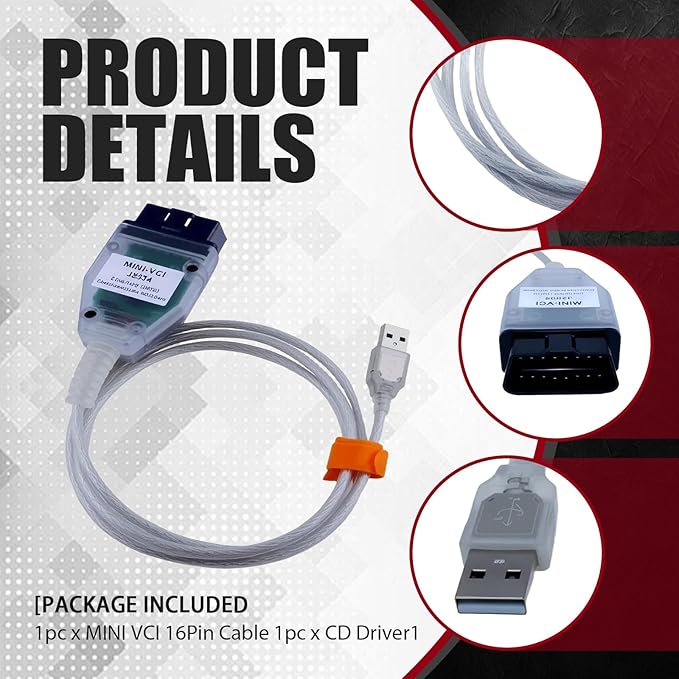 Mini vci j2534 Cable v18.00.008, obd2 Scanner Adapter for gm tech 2, obdlink ex, USB, fixd car Diagnostic Tool, Diagnostic Scanner, j2534 reprogramming Tool Supports Win xp win7 win10