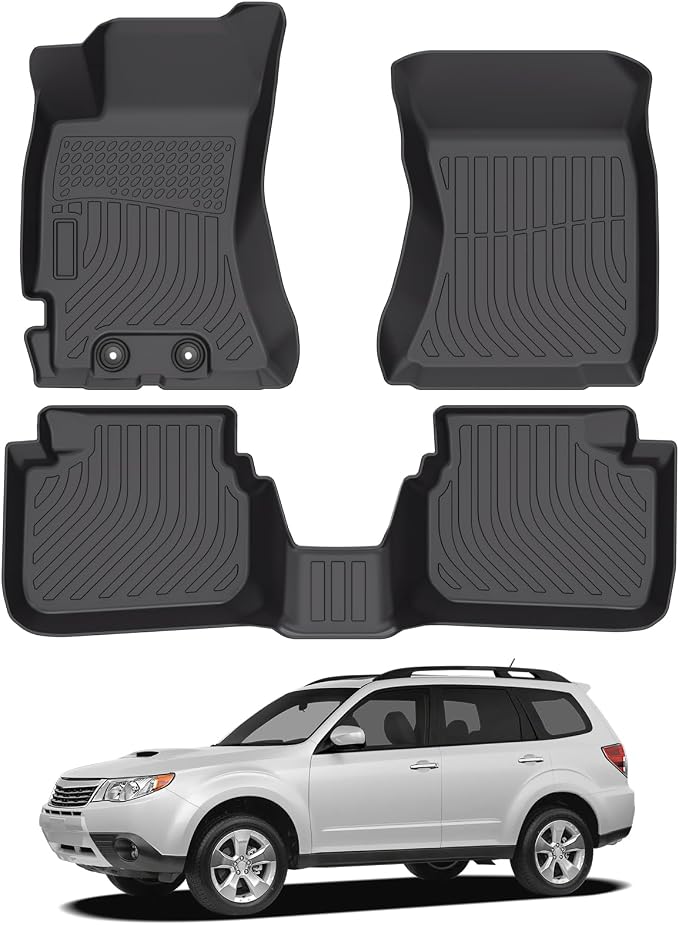 Floor Mats for Subaru Forester 2009-2013, Heavy Duty TPE All Weather Protection, Waterproof Non-Slip Black Car Liners (Two-Row Floor Mats)